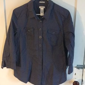 Dark blue and white polka dots